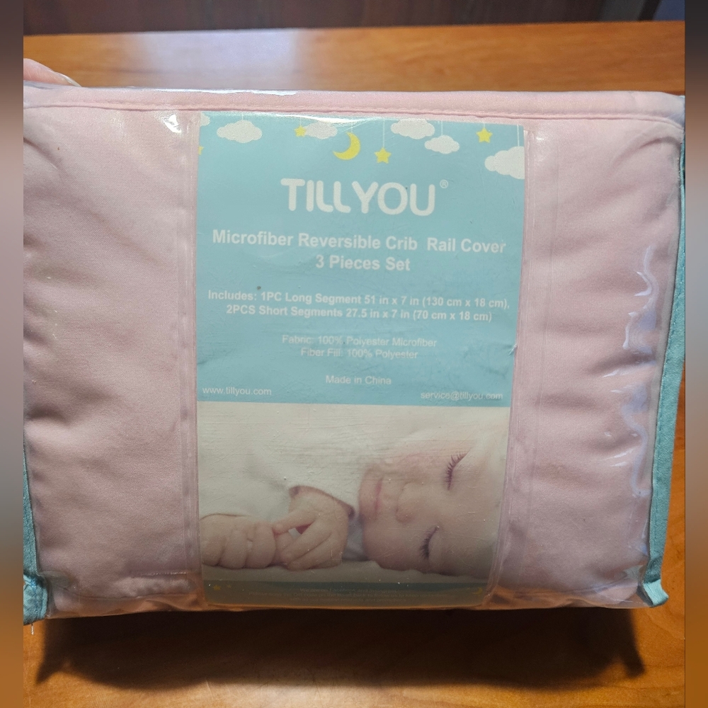 TILLYOU Reversible Crib Rail Cover Set - Pink